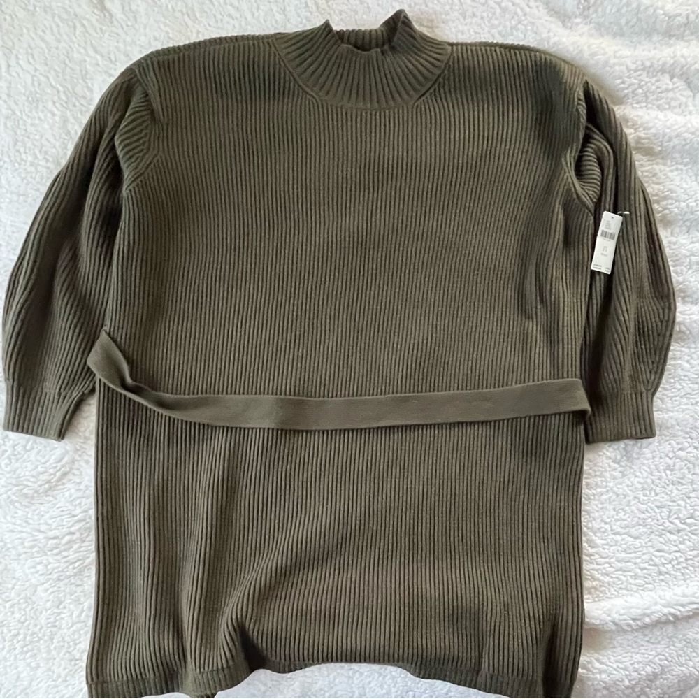 Anthropologie Olive Green Ribbed Mini Dress